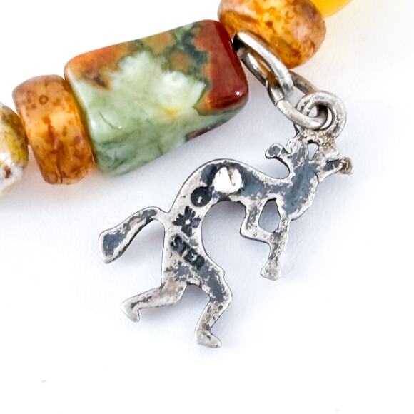 Vintage Sterling Silver 925 Carved Bead Charm Bracelet 7.25” - Picture 6 of 7